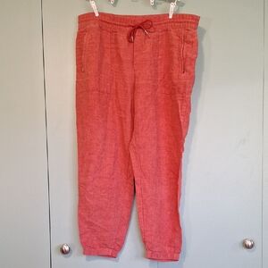 Athleta 100% Linen Dusty Coral Pant Size 16